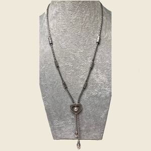 Brighton Sorority Row Heart Lariat Necklace Faux Pearl